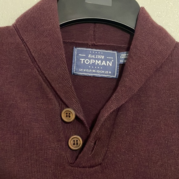 Topman 100% Cotton, Long Sleeve, 2 Buttons Men’s Sweater - Picture 3 of 6